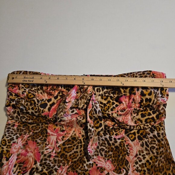 7th Avenue New York & Co Pink Brown Animal Print Floral Strapless Tube Top Sz XL - Picture 4 of 8